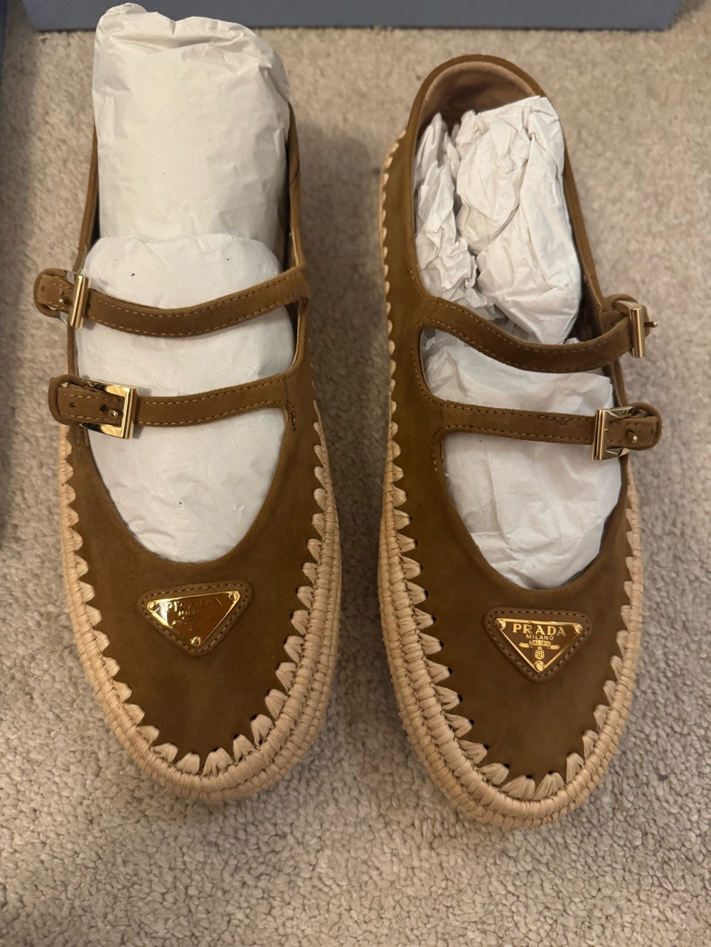 Prada Cannella Camoscio Leather Shoes in Light Blue Box - Picture 1 of 15